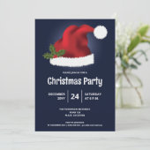 Red Santa Hat op blauw - feestelijke kerstfeestdag Kaart (Staand voorkant)