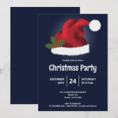 Red Santa Hat op blauw - feestelijke kerstfeestdag Kaart (Voorkant / Achterkant)