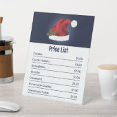 Red Santa Hat op blauw - kerstprijslijst Reclamebord Met Voetstuk (Insitu)