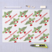 Red Santa Hat Ornaments on Pine Branch Kerstmis Tissuepapier (Craft)