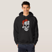 Red Santa Hat Skull op Funny KerstBlack Hoodie (Voorkant volledig)