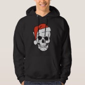 Red Santa Hat Skull op Funny KerstBlack Hoodie (Voorkant)