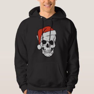 Red Santa Hat Skull op Funny KerstBlack Hoodie