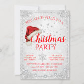 Red Santa Hat Snowflake kerstfeest Kaart (Voorkant)