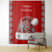 Red Santa Hat Vakantie Achtergrond Wandkleed (In situ)