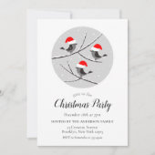 Red Santa Hat Vogels Kerstfeest Uitnodiging (Voorkant)