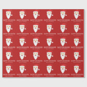 Red Santa Head Patroon Prettige feestdagen Aangepa Cadeaupapier (Vlak)