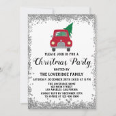 Red Santa-kerstboomfeestdag Silver Kaart (Voorkant)