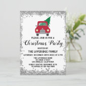 Red Santa-kerstboomfeestdag Silver Kaart (Staand voorkant)