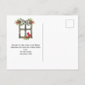 Red Santa Mailbox met Pinecones en Pine Boughs Briefkaart (Achterkant)