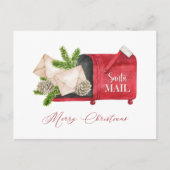 Red Santa Mailbox met Pinecones en Pine Boughs Briefkaart (Voorkant)