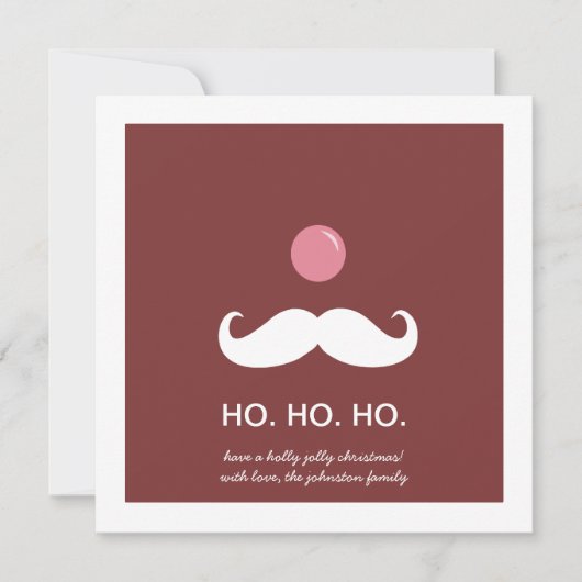 Red Santa Mustache kerstfotokaarten Feestdagenkaart (Voorkant)