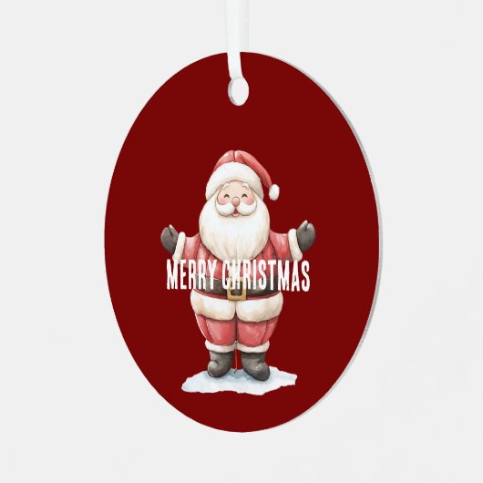 Red Santa Ornaments Christmas  Metalen Ornament (Voorkant links)