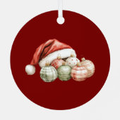 Red Santa Ornaments Christmas  Metalen Ornament (Achterkant)
