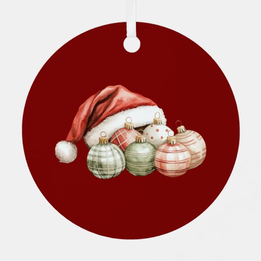 Red Santa Ornaments Christmas  Metalen Ornament (Achterkant)