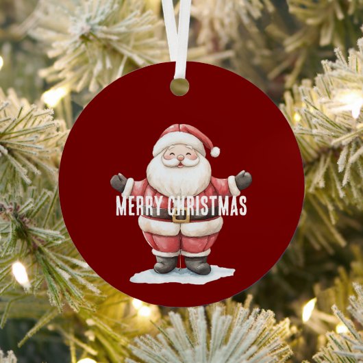 Red Santa Ornaments Christmas  Metalen Ornament (Insitu)