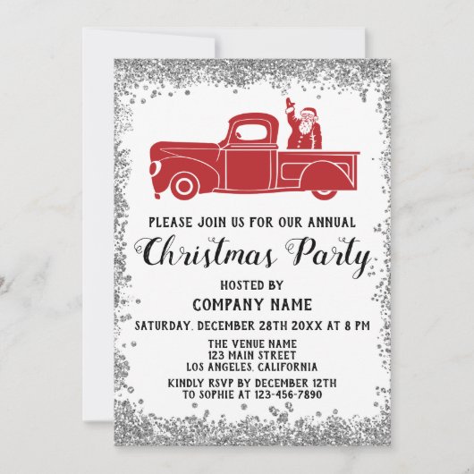 Red Santa Truck Company kerst, Silver Kaart (Voorkant)