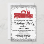 Red Santa Truck Xmas Company Holiday Party Silver Kaart (Voorkant)