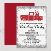 Red Santa Truck Xmas Company Holiday Party Silver Kaart (Voorkant / Achterkant)