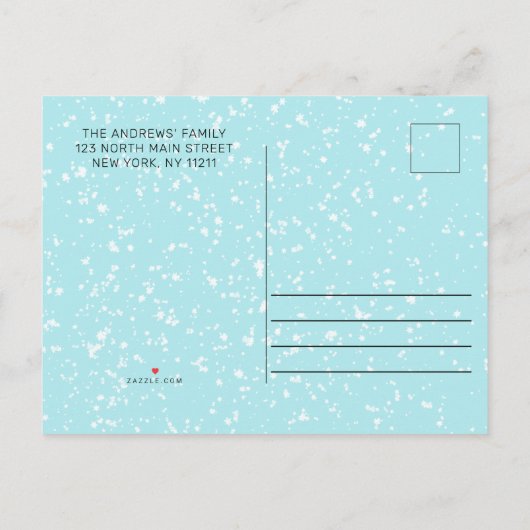 Red Santa Van Reindeer Dog Snow Kerstmis Verhuizen Aankondigingskaart (Achterkant)