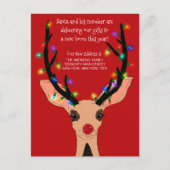 Red Santa Van Reindeer Dog Snow Kerstmis Verhuizen Aankondigingskaart (Voorkant)