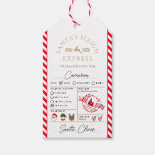 Red Santa's Sleigh Express Speciale levering Cadeaulabel