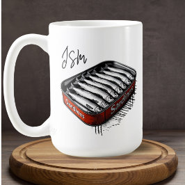 Red Sardine Art Tin Custom Monogram Naam Koffiemok