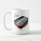 Red Sardine Art Tin Custom Monogram Naam Koffiemok (Links)