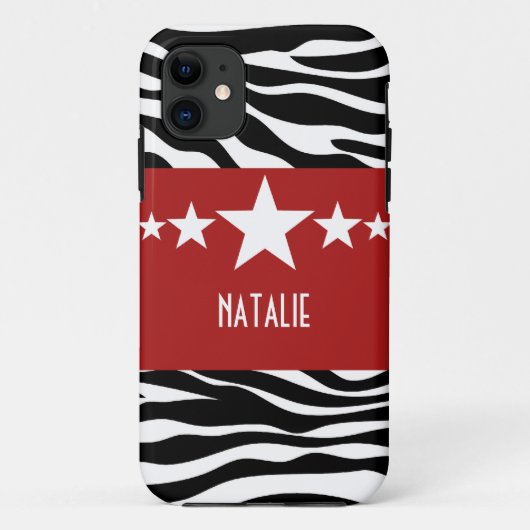 Red Sassy Star Zebra BT iPhone 5 Hoesje (Achterkant)