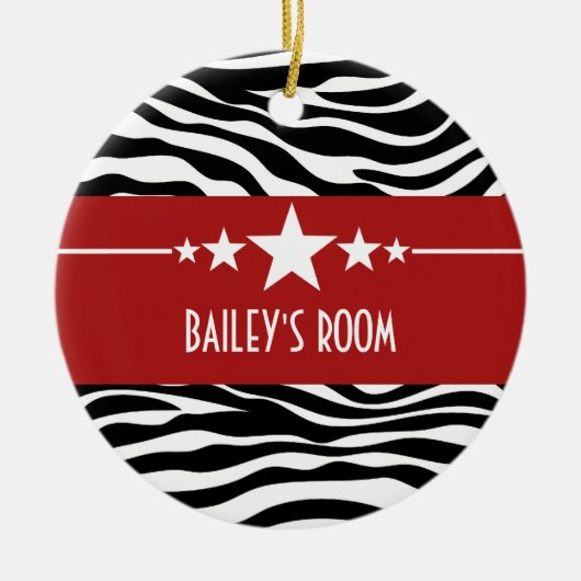 Red Sassy Star Zebra Ornament (Voorkant)