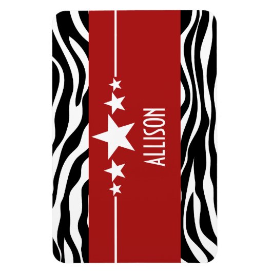 Red Sassy Star Zebra Premium Magnet Magneet (Verticaal)