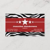 Red Sassy Star Zebra Print Visitekaartje (Achterkant)