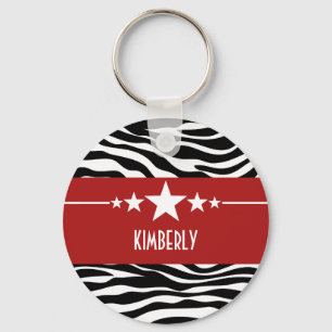 Red Sassy Star Zebra Sleutelhanger