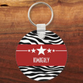 Red Sassy Star Zebra Sleutelhanger (Voorkant)