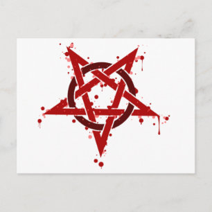 Red Satanic Spotted Pentagram Briefkaart