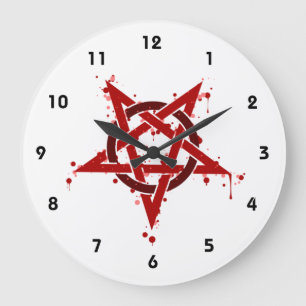 Red Satanic Spotted Pentagram Grote Klok