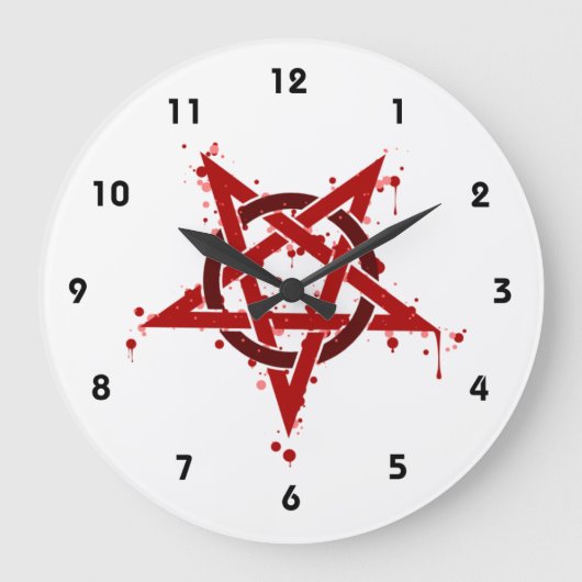 Red Satanic Spotted Pentagram Grote Klok (Voorkant)