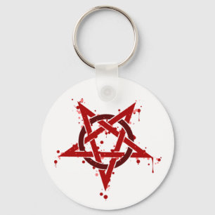 Red Satanic Spotted Pentagram Sleutelhanger