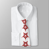 Red Satanic Spotted Pentagram Stropdas (Gebonden)