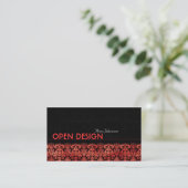 Red Satin Damask ・ Elegant Visitekaartje (Staand voorkant)