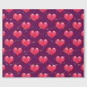 Red Satin Hearts en Arrows Valentijn Cadeaupapier (Vlak)