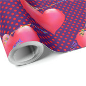 Red Satin Hearts en Arrows Valentijn Cadeaupapier (Rol Hoek)