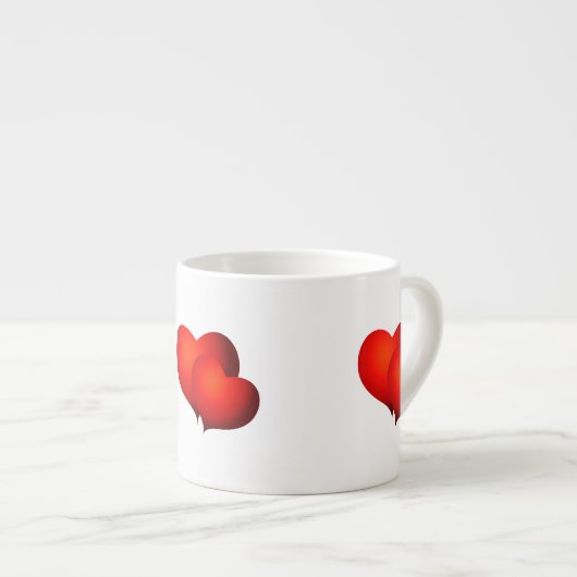 Red Satin Hearts Espresso Kop (Voorkant rechts)