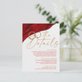 Red Satin Wedding Details Card Kaart (Staand voorkant)
