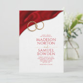 Red Satin Wedding Invitation Kaart (Staand voorkant)
