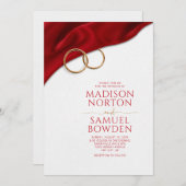 Red Satin Wedding Invitation Kaart (Voorkant / Achterkant)