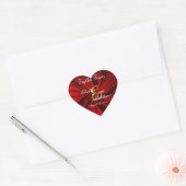 Red Satin Wedding | Personaliseren Hart Sticker (Envelop)