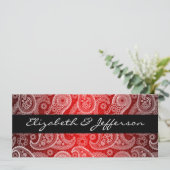 Red Satin & White Paisley Lace Wedding Invitation Kaart (Staand voorkant)