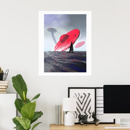 Red Saucer Attack Poster (Thuiskantoor)