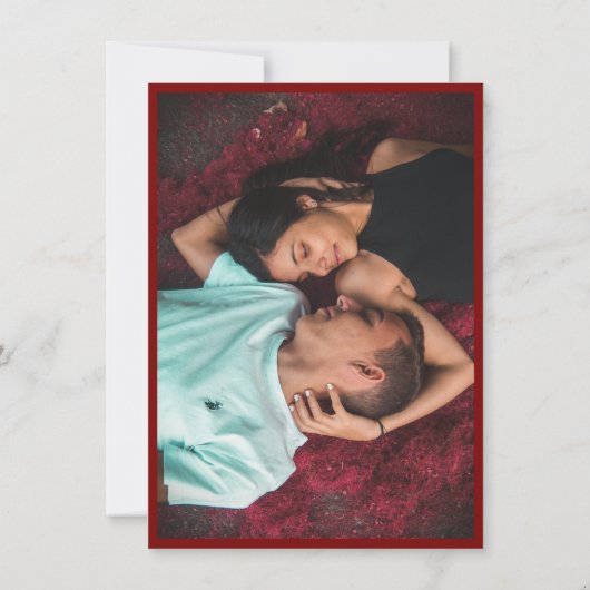 Red Save the date card calendar & photo (Achterkant)